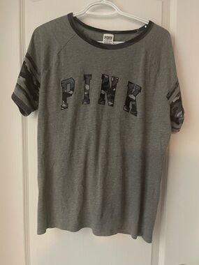 PINK Victoria's Secret Grey Crewneck T-Shirt